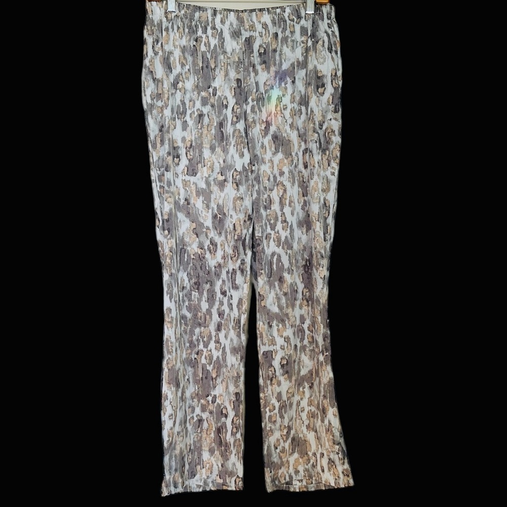 Nicole Miller 2Pc Pajama Set Size Large Pale Gray W/ Abstract Print Pants & Top - Picture 3 of 6